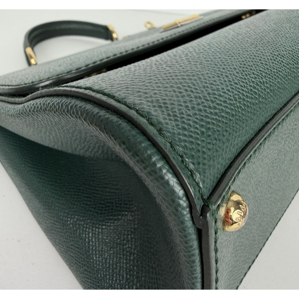 Dolce & Gabbana Sicily Handbag Medium in Green Dauphine Calfskin Leather S14 - Picture 4 of 16